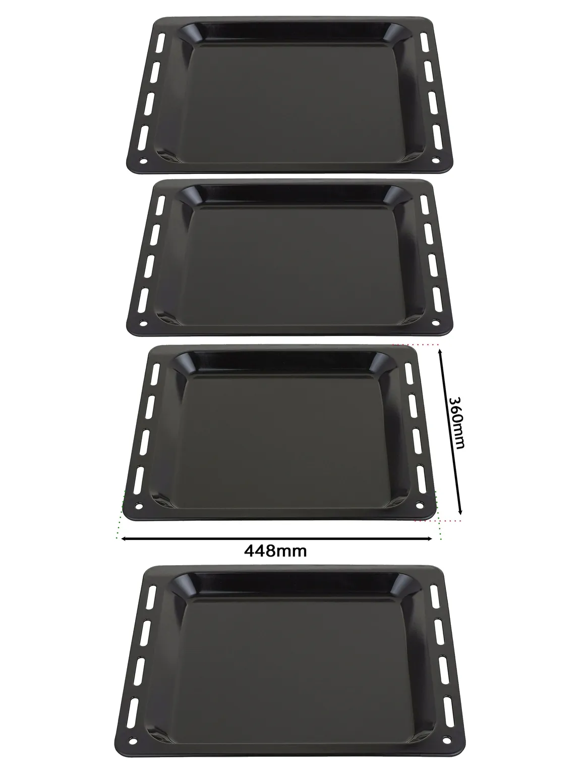 Enamel Baking Tray for Howdens Lamona Oven – 448×360×25 mm, 2‑Pack