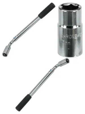 Extendable 1/2" Drive Wheel Nut Socket Wrench 17mm & 19mm Breaker Bar
