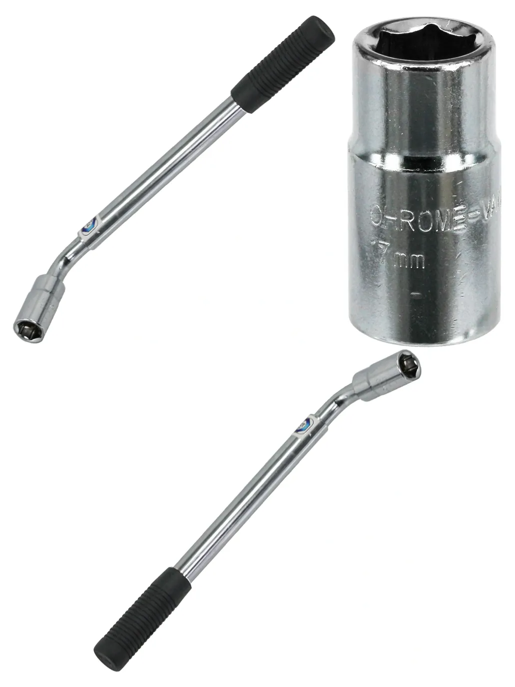 Extendable 1/2" Drive Wheel Nut Socket Wrench 17mm & 19mm Breaker Bar