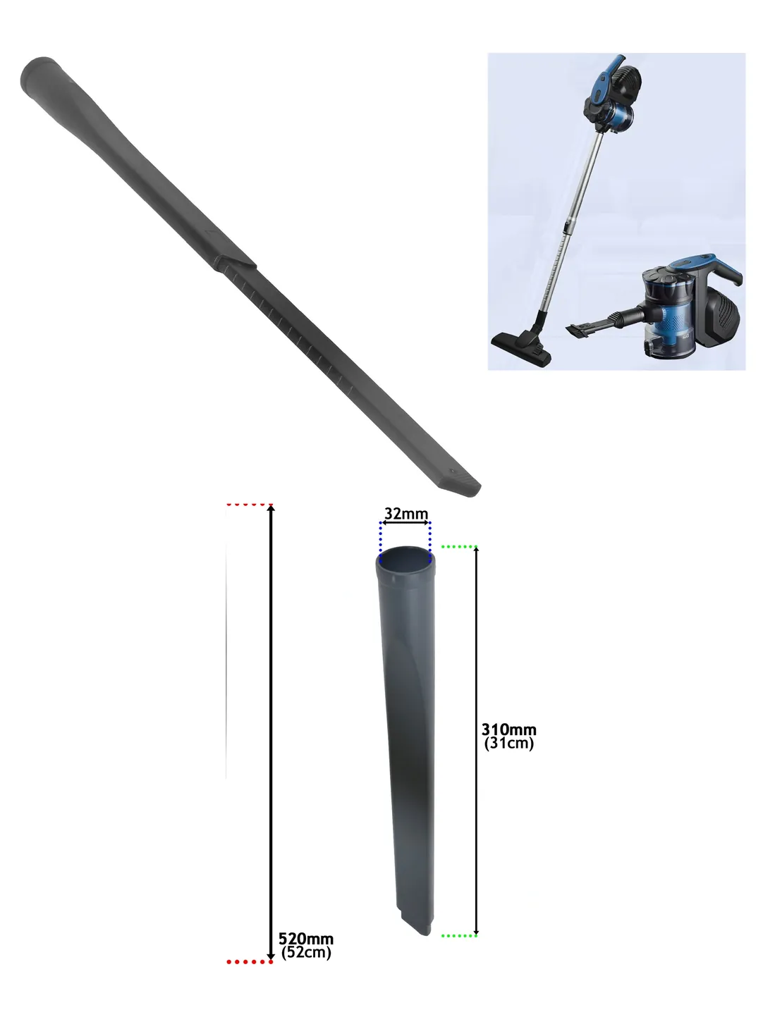 Extendable Crevice Nozzle for Vytronix HSV3 3‑in‑1 Vacuum, 32mm