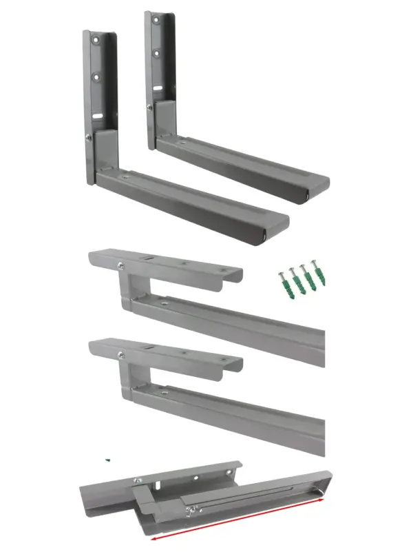 Extendable Wall‑Mount Bracket for Delonghi Microwaves – Grey/Silver