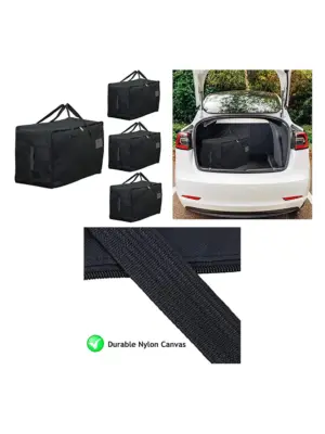 Extra Large Canvas Car Trunk Organizer Set - 4 Black 100L Storage Bags