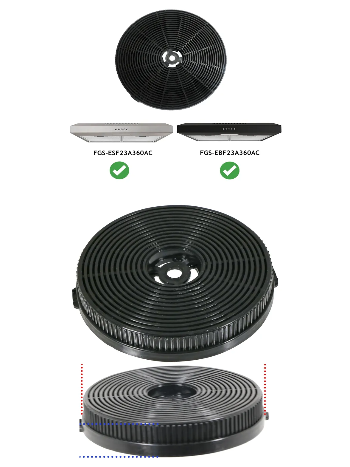 FIREGAS Hood Filter for FGS-ESF23A360AC & FGS-EBF23A360AC