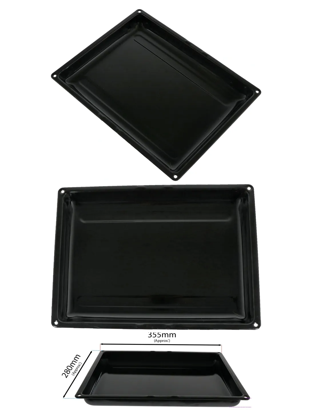 Flavel Small Enamel Oven Grill Pan with Drip Tray – 355×280 mm