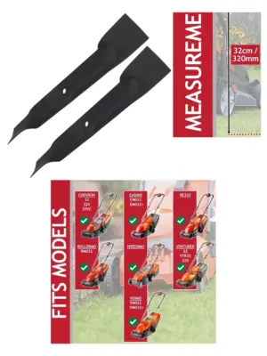Flymo 32cm Metal Lawn Mower Blade – Replacement Pack of 2