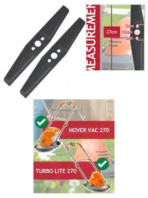 Flymo Hover Vac Turbo Lite 270 Metal Blade – 27cm, Pack of 2