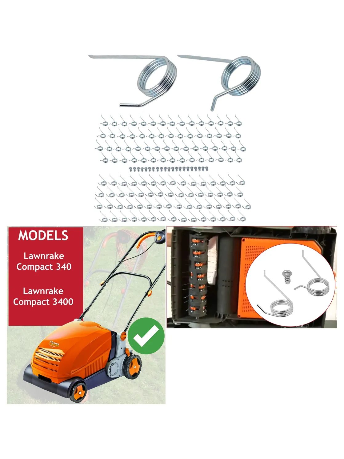 Flymo Lawn Rake Tines 126 Pack for Compact 340/3400 Scarifier