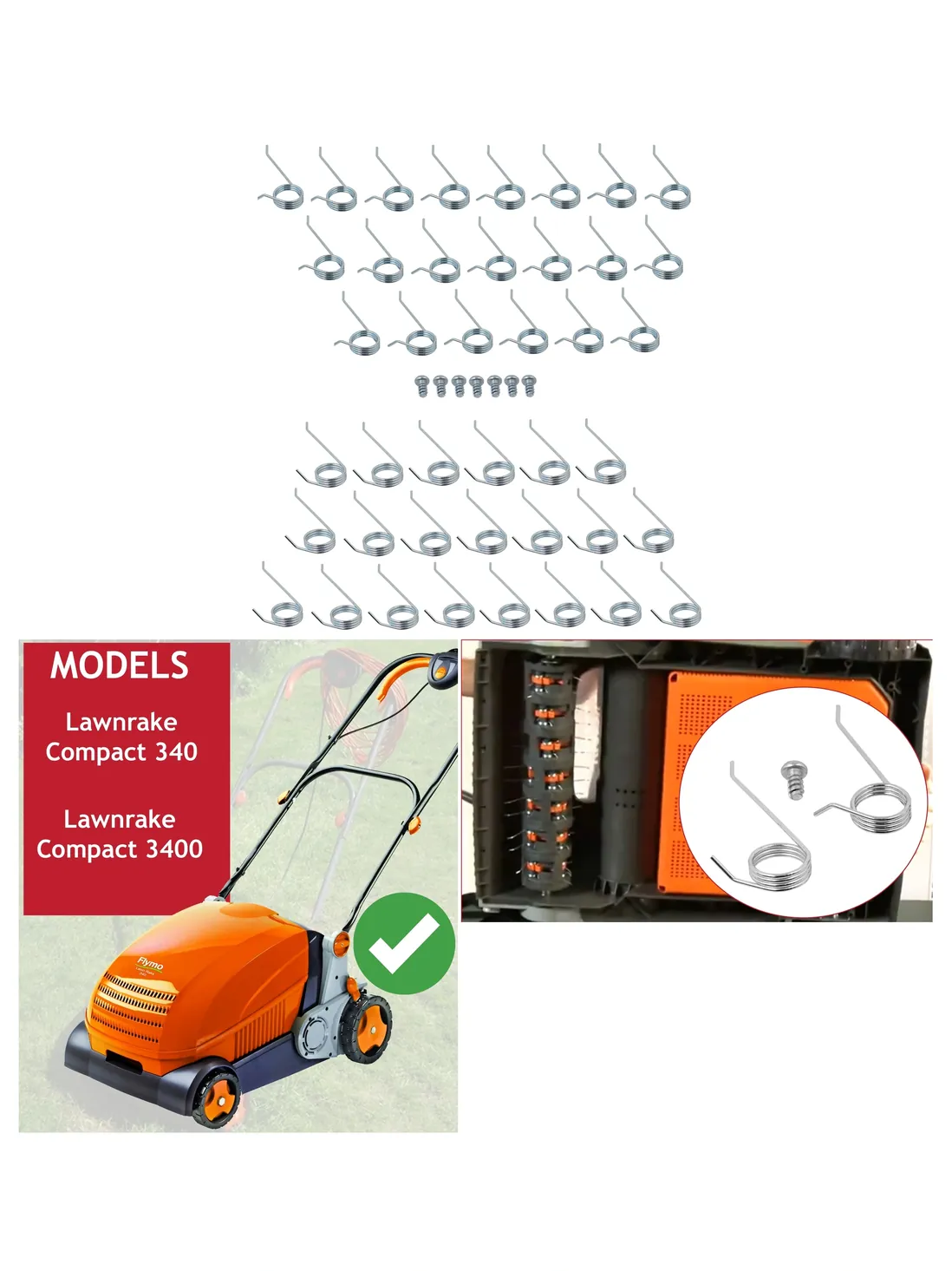 Flymo Lawn Rake Tines 42‑Pack for Compact 340/3400 Electric Scarifier