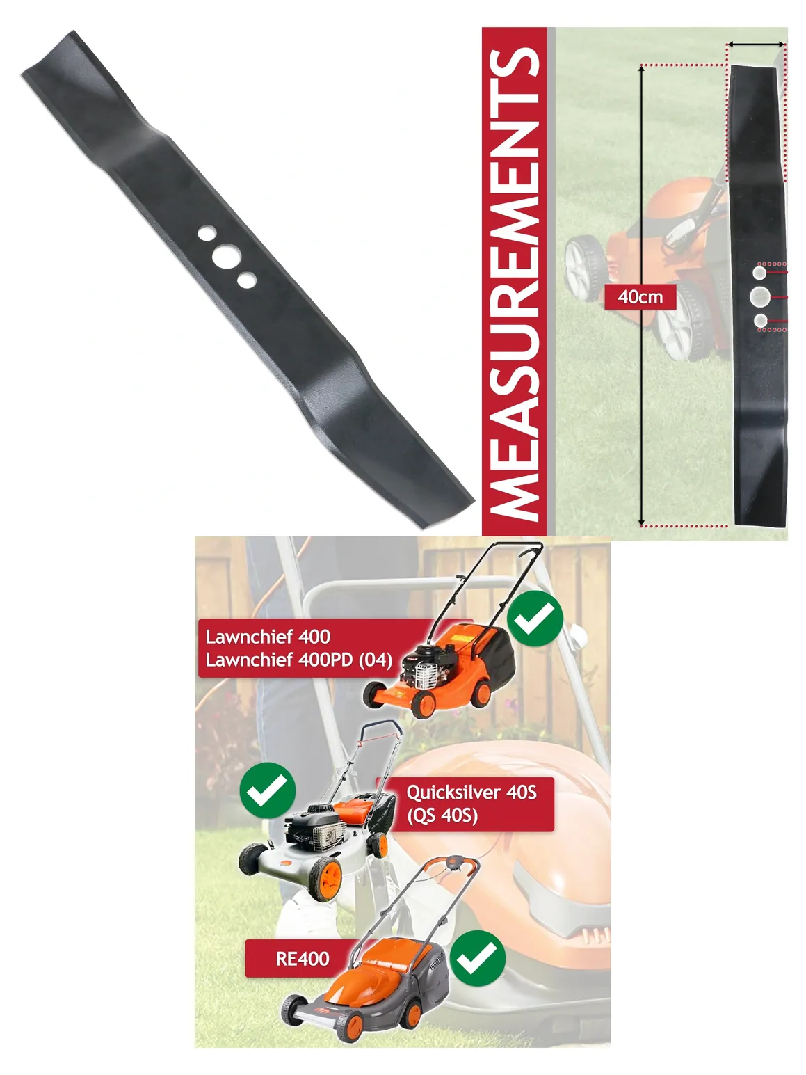 Flymo Lawnchief 400 Metal Blade 40cm Replacement for Quicksilver QS