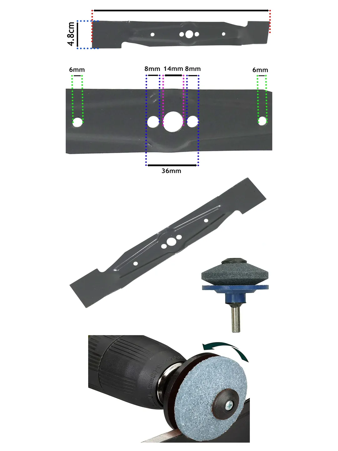 Flymo Power Compact 330 Replacement Blade 33cm with Sharpener