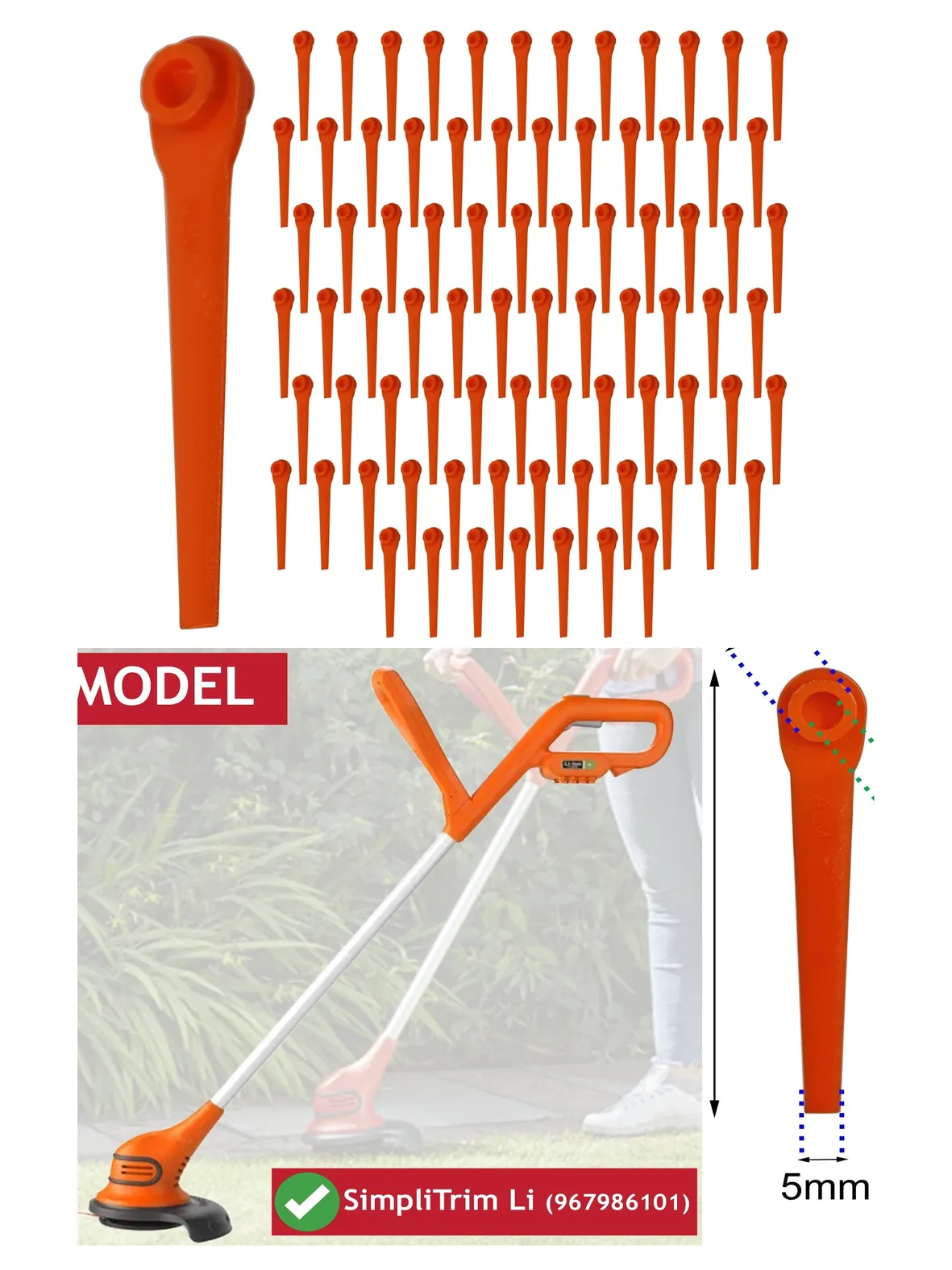 Flymo SimpliTrim Battery Trimmer Replacement Plastic Blades – 80 Pack