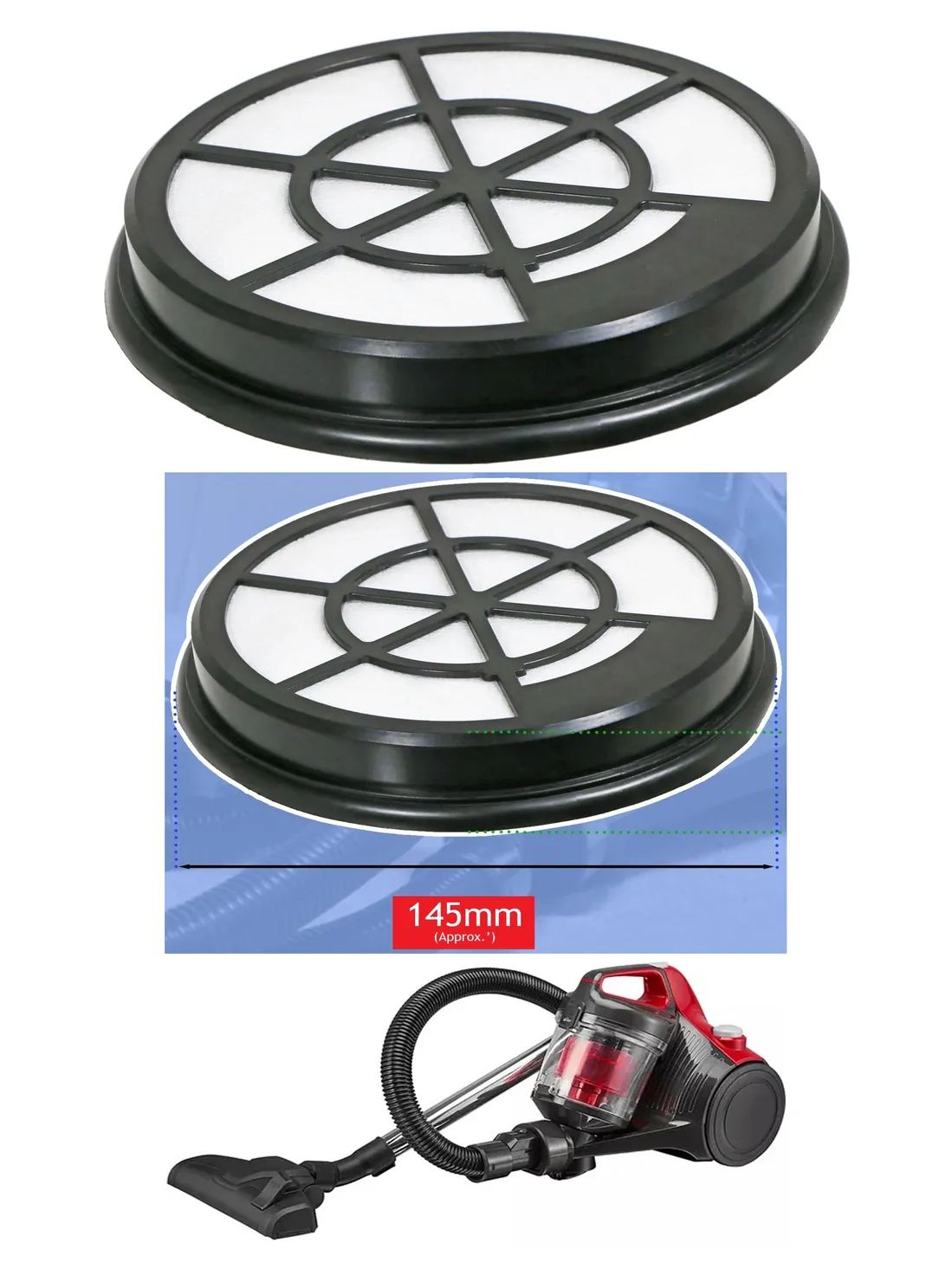 Foam Filter Replacement Kit for Currys Essentials C700VC18 Vacuum