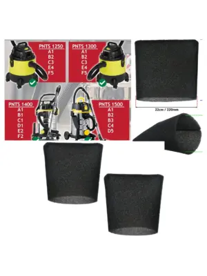 Foam Filter Sleeve for Lidl Parkside Wet/Dry Vac (22 cm) – Pack of 2