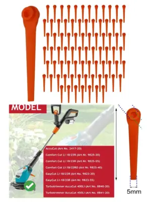 Gardena AccuCut Plastic Trimmer Blade Replacement - 80 pcs