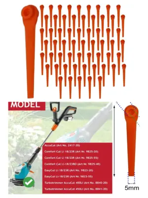 Gardena AccuCut Plastic Trimmer Blades 18/23R – 60 Pack for EasyCut