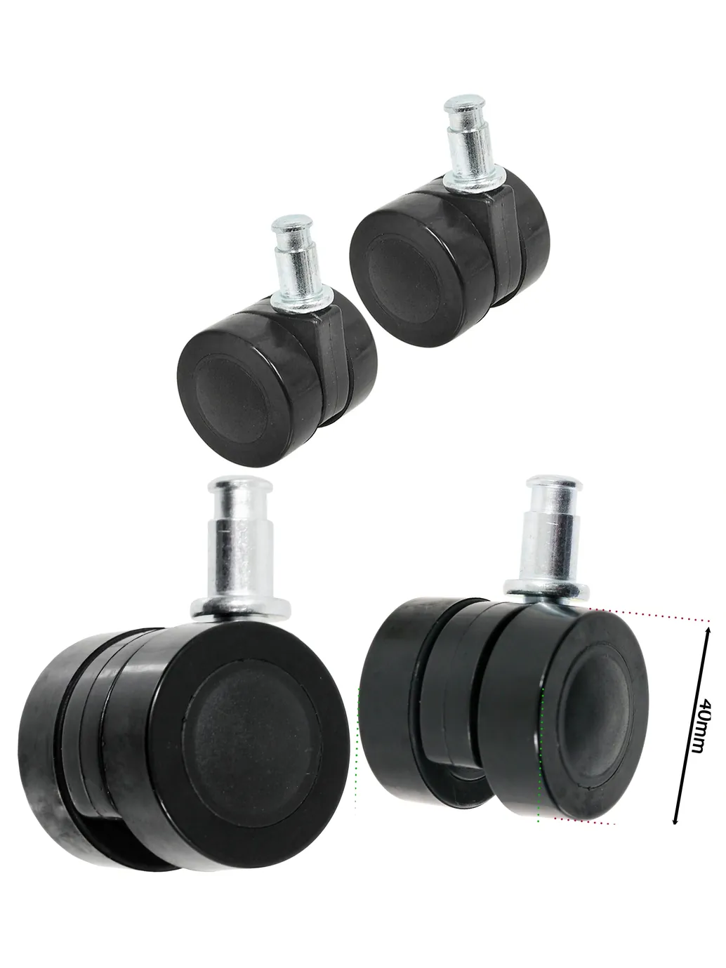 Genuine Numatic Henry Hetty James Front Twin Caster Wheels 40mm Set 2