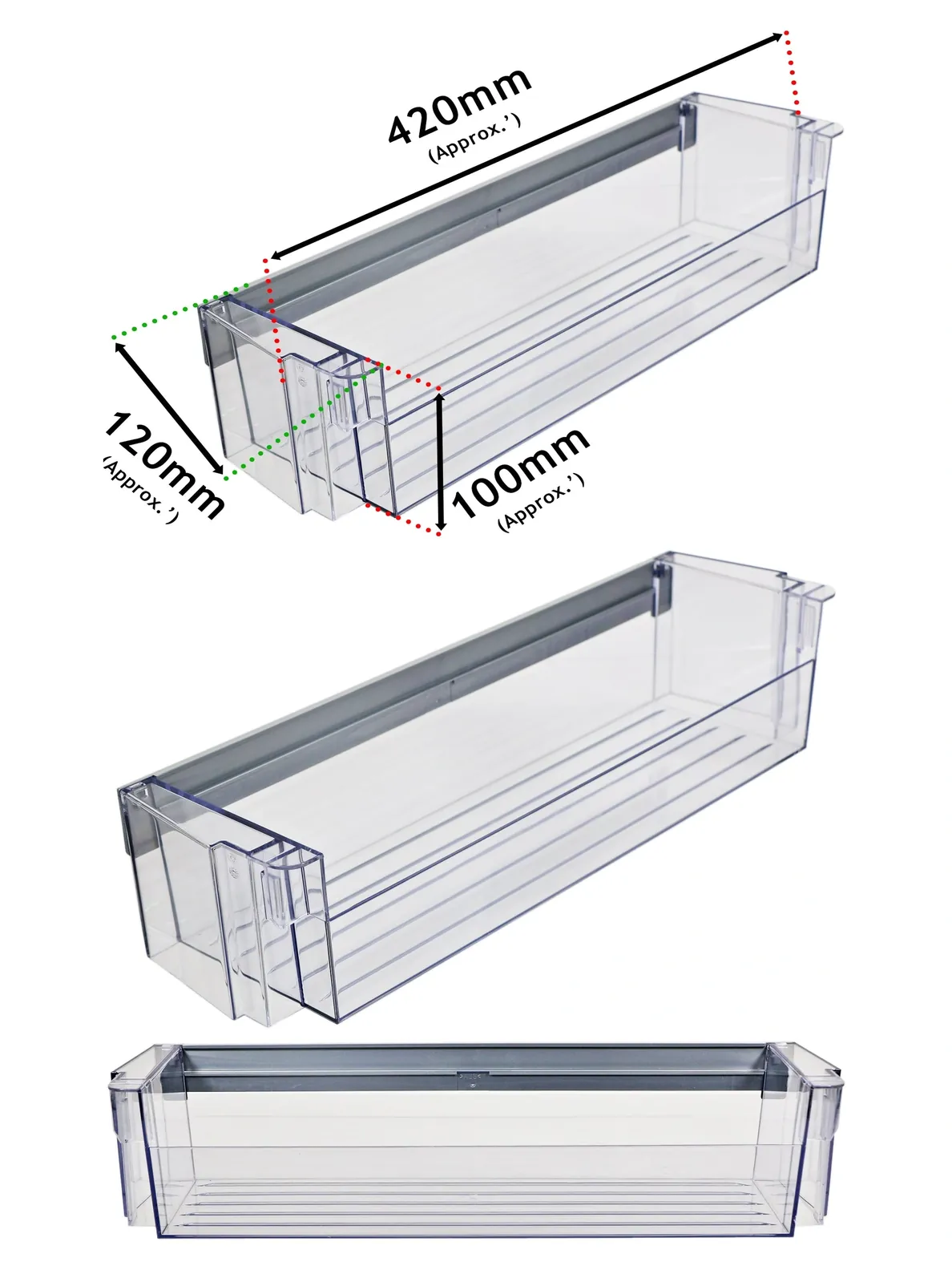 Genuine Siemens Refrigerator Door Lower Bottle Shelf – 420×120×100 mm