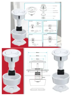 Gloss White Universal Dual Flush Cistern Push Button Kit