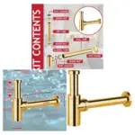 Gold 40mm Round Sink Trap with Deodorizer – Waste Pipe for Bathroom