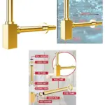 Gold Brass Adjustable 40mm Square Sink Trap and Waste Pipe Deodorizer