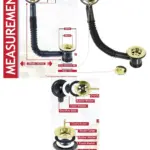 Gold Brass Bath Waste Plug Set with Chain & Overflow Pipe – 40mm
