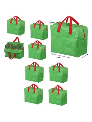 Green 50L Christmas Decorations Storage Bag Pack of 4