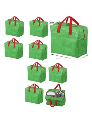 Green 50L Duvet & Pillow Storage Bags – Pack of 4 Bedding Organizer