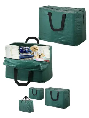 Green 75L Baby Diaper Changing Bag Set – 2 Zippered Storage Pouches