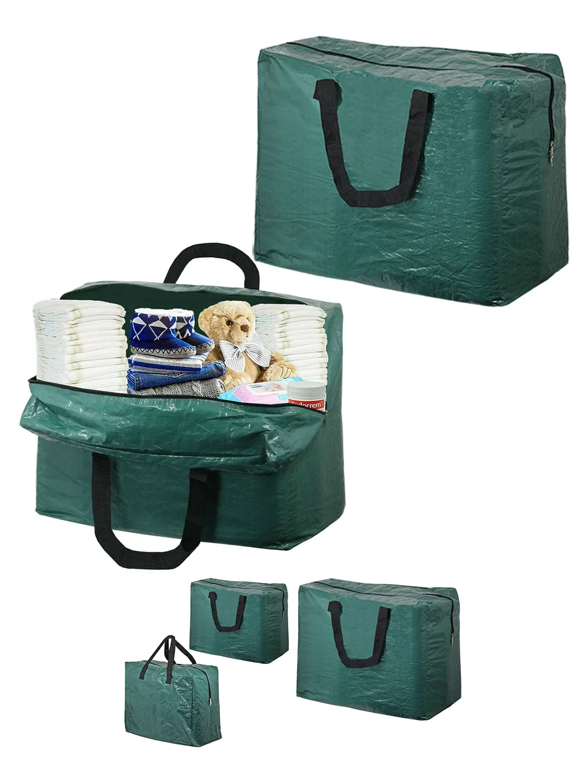 Green 75L Baby Diaper Changing Bag Set – 2 Zippered Storage Pouches