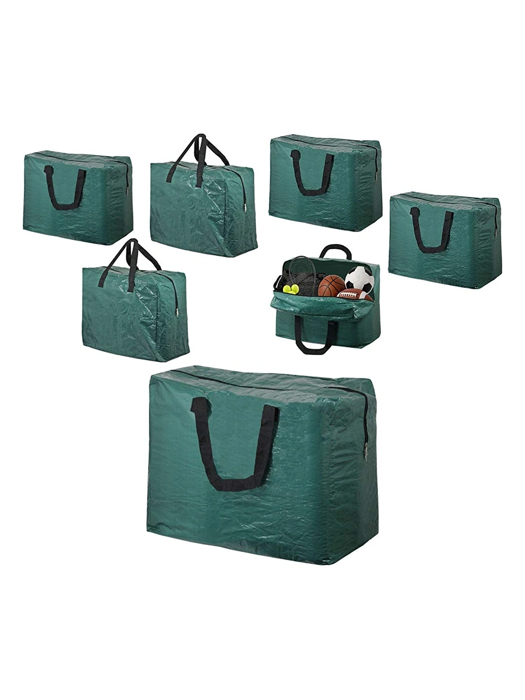 Green 75L Zippered Ball Bag – Pack of 3 for Football, Rugby, Hockey