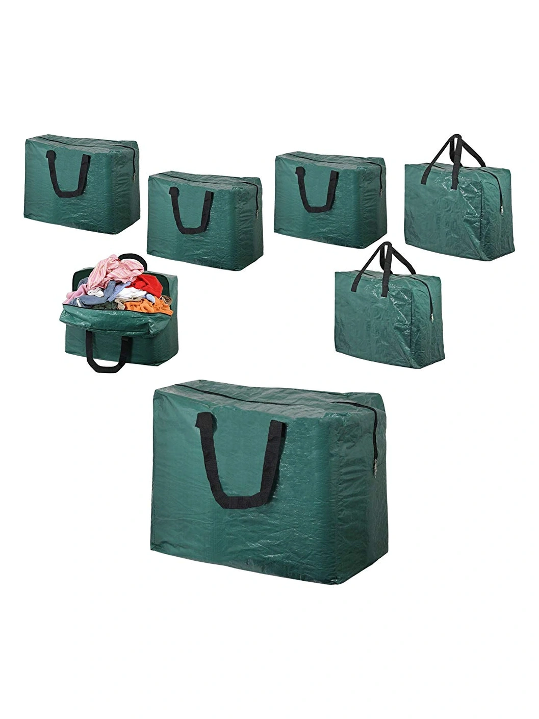 Green 75L Zippered Laundry Storage Bag – Pack of 3 Wash Organizer