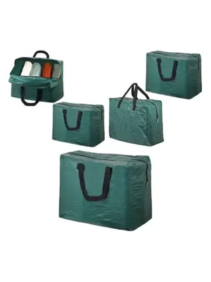 Green Outdoor Chair Cushion with Zippered 75L Storage Bag – 2 Pack