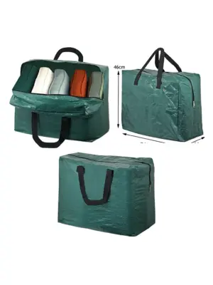 Green Outdoor Patio Chair Cushion with 75L Zip Storage Bag