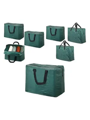 Green Patio Furniture Chair Cushion with Zip Storage Bag 3 Pack 75L