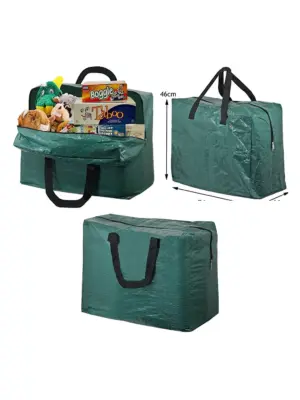 Green Teddy Bear Zip Storage Bag 75L Kids Toy Organizer