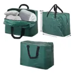 Green Zippered Duvet and Pillow Storage Bag 75L Bedding Organizer