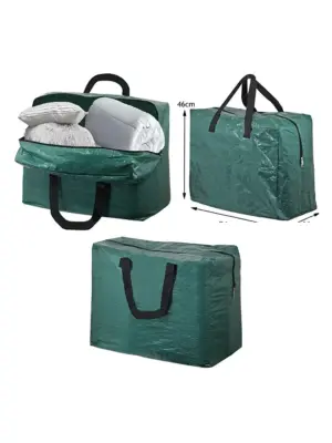 Green Zippered Duvet and Pillow Storage Bag 75L Bedding Organizer