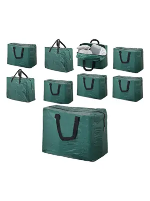 Green Zippered Duvet & Pillow Storage Bags – 4 Pack, 75L Each