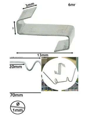 Greenhouse W/Z Spring Wire Glazing Clamp Overlap Clips - 100 Pack