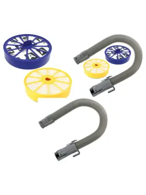 Grey Stretch Hose & Dual Pre/Post Filter Kit for Dyson DC07 Vacuum