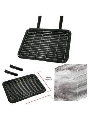 Grill Pan with Detachable Handles, Rack & 10 Grease‑Proof Foil Pads