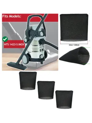 Grizzly NTS 1423-S Foam Filter Sleeve – 22 cm, 3-Pack for Wet/Dry Vac