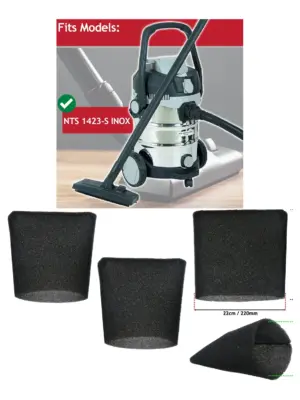 Grizzly NTS 1423‑S Inox Wet/Dry Vacuum Foam Filter Sleeve 22cm 2pcs