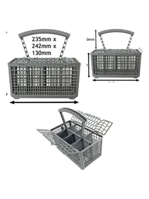 Grundig Dishwasher Cutlery Basket with Cage Lid & Removable Handle