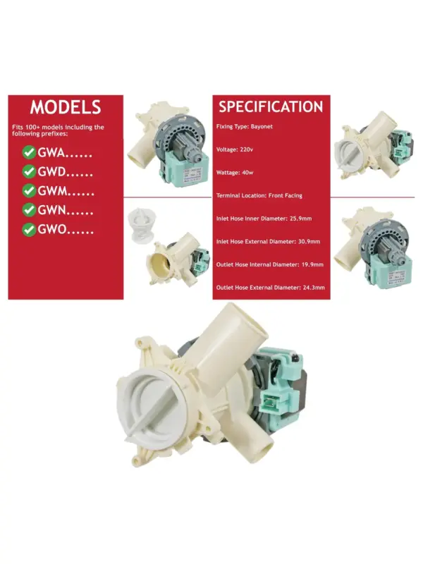 Grundig Drain Pump – Fits GWA/GWM/GWN/GWO Machines