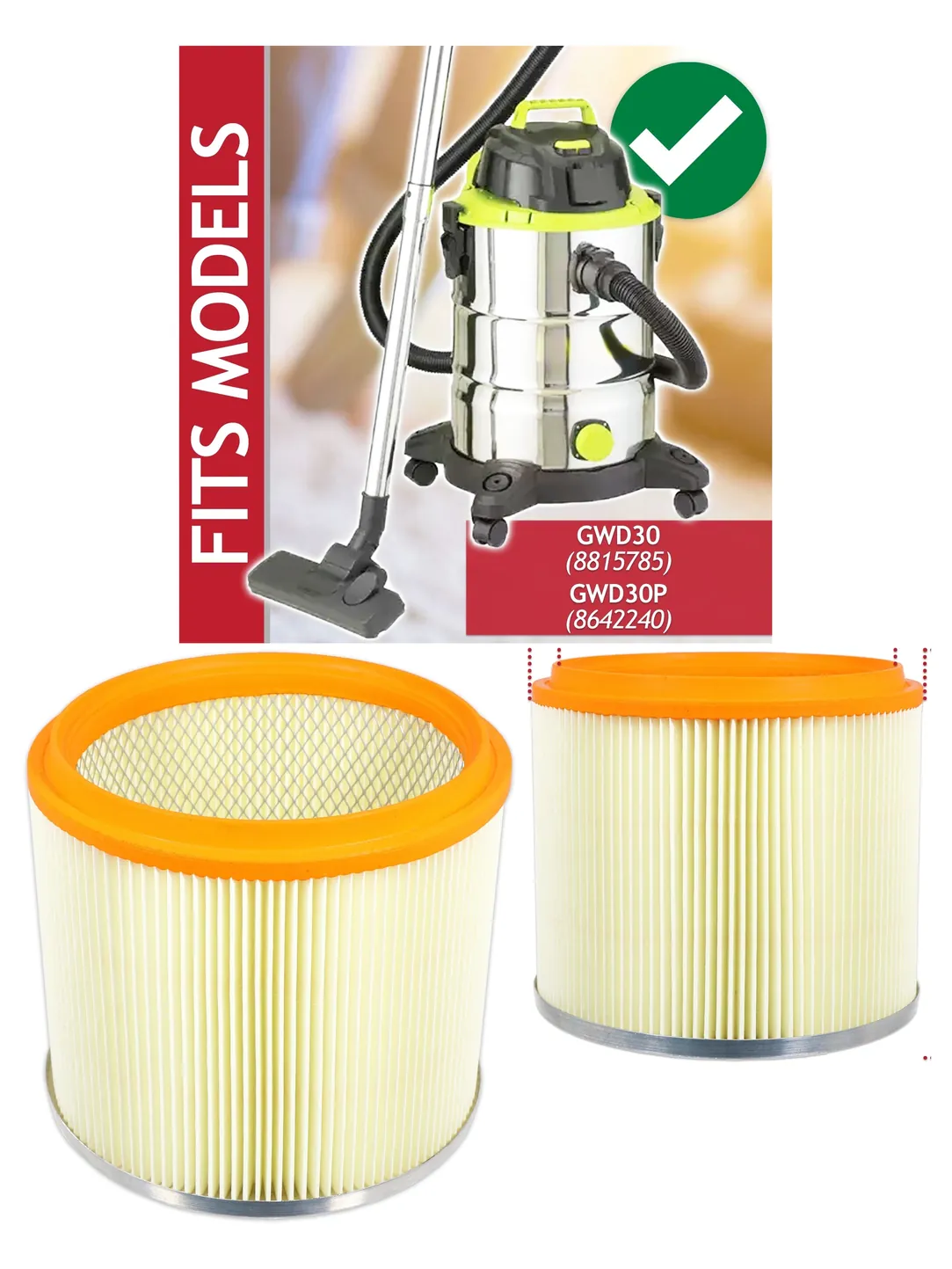 Guild GWD30 30L Wet/Dry Vacuum Cartridge Filter – Fits 8815785 & 8642240