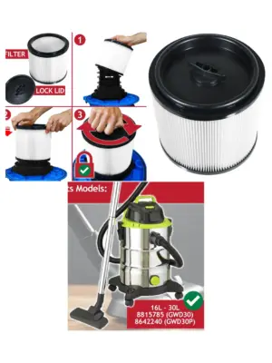 Guild Wet & Dry Cartridge Filter for GWD30, GWD30P, 16L/30L Vacuums
