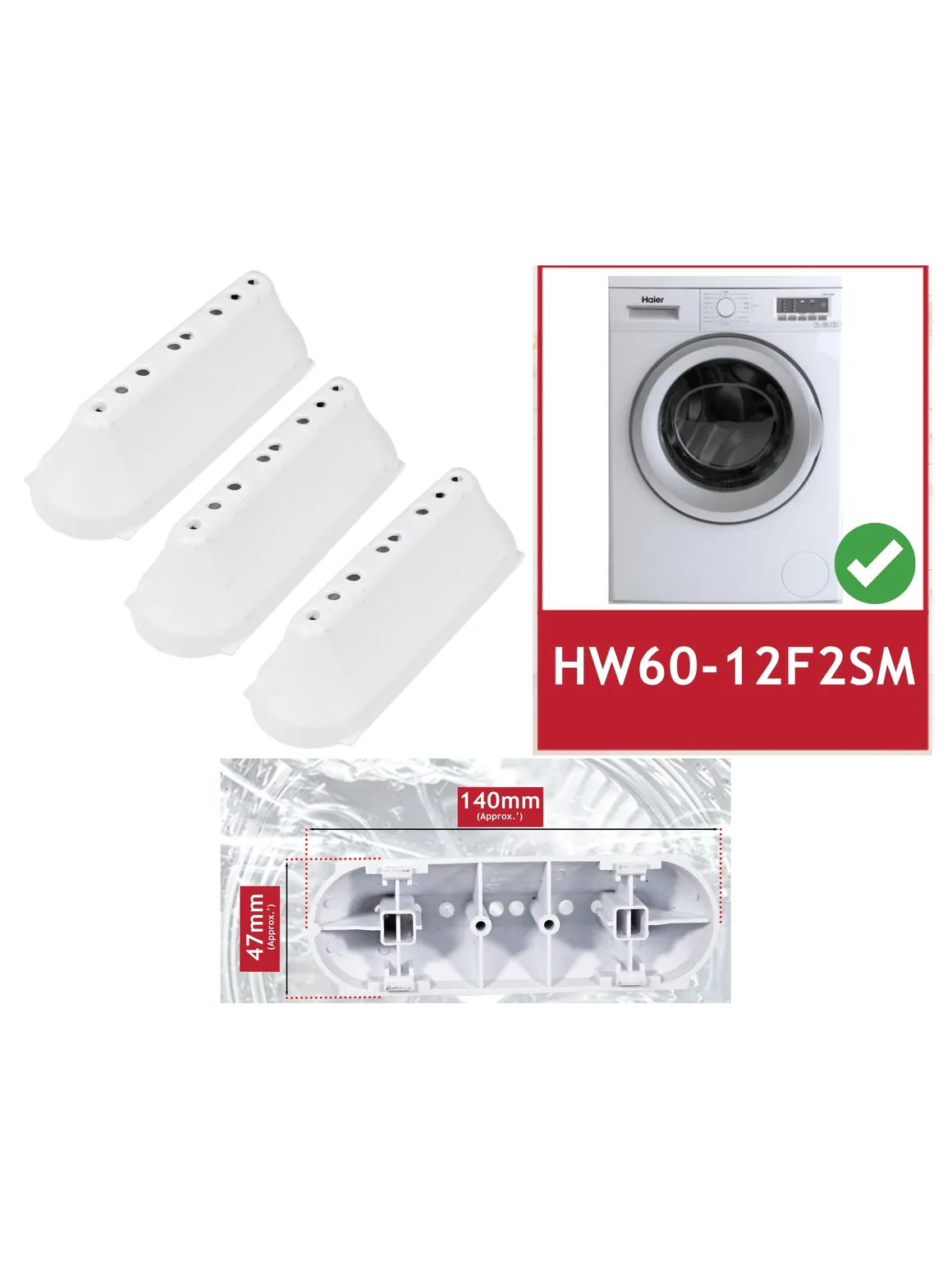Haier HW60-12F2SM Drum Paddle Lifter with 8 Hole Fin Pack of 3