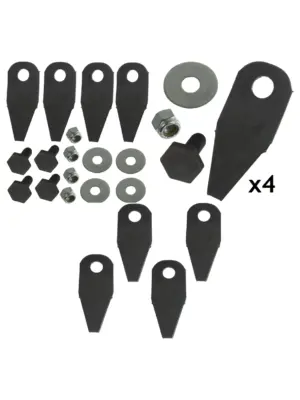 Hayter Lawn Mower Blade Tip & Bolt Replacement Kit - 4 Tips & 4 Bolts