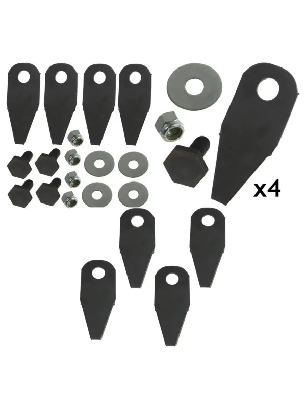 Hayter Lawn Mower Blade Tip & Bolt Replacement Kit - 4 Tips & 4 Bolts